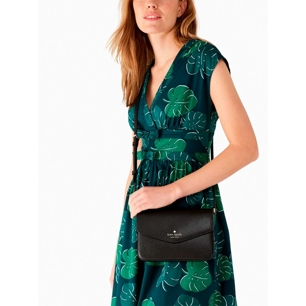 G Kate Spade Sadie Envelope Crossbody Black Saffiano Leather K7378 Nwt $279